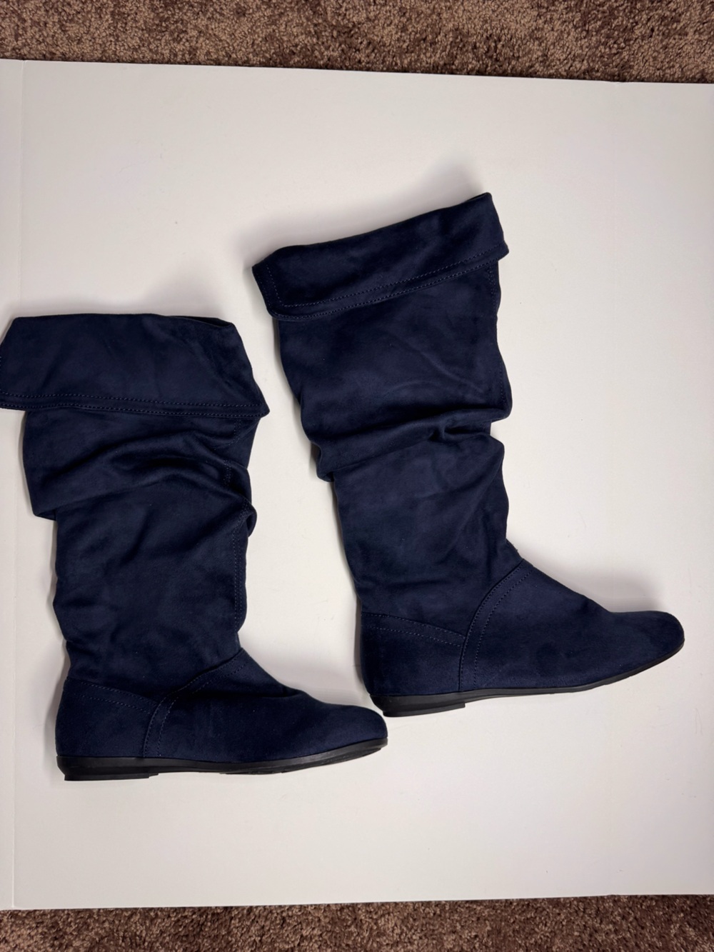 ZIGI SOHO Navy Blue Fold Over Slouch Boots Faux Suede Women’s Size 8M